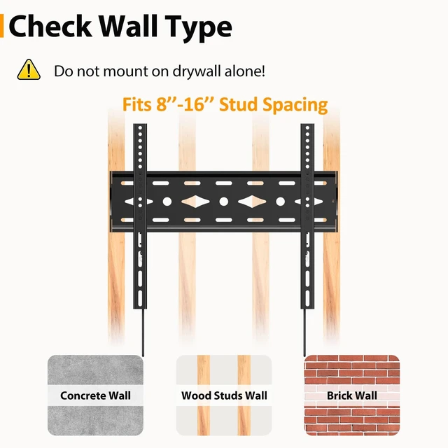 Alt view image 7 of 7 - TV Wall Mount Quick Release for 26-70 inch TV Bracket Ultra Slim Fit Most Flat Screen and Curved Television,Max VESA 400x400mm Hold up to 99 lbs,Fixed Monitor Bracket Low Profile Wall Mount