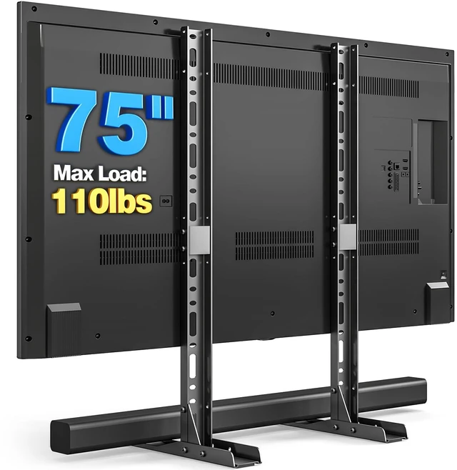 Main image of Universal TV Stand Mount for 20-75 inch Flat Curved TVs Height Adjustable Tabletop TV Stand, Replacement TV Feet with Cable Management, Holds 110 lbs, Max VESA 800x600mm