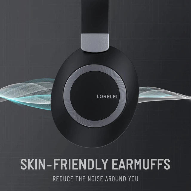 Alt view image 4 of 6 - B-C6 Wireless Over Ear Headphones, 50H Playtime Foldable Lightweight Bluetooth Headsets, Deep Bass, Built-in Microphone, Memory Foam Earmuff, for Travel, Home Office(Space Black)