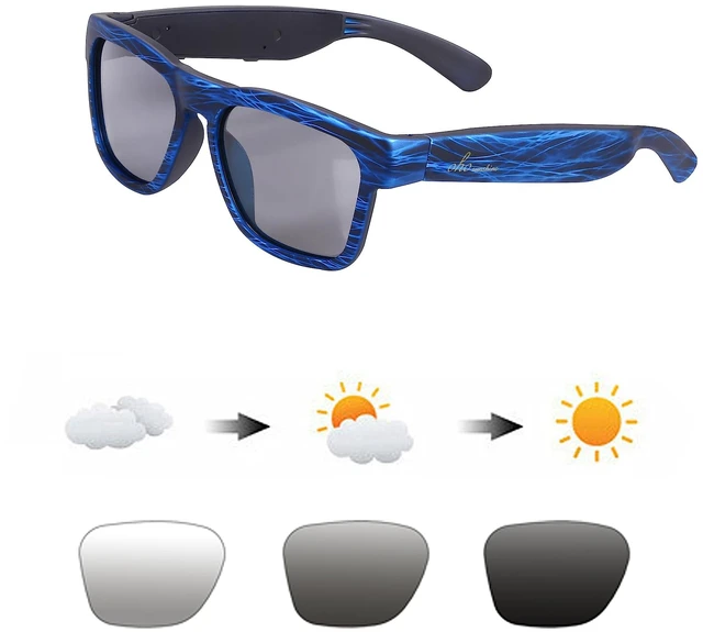 Main image of Open Ear Smart Glasses, UV400 Z87.1 Lightweight Bluetooth Sunglasses Up to 10H Playtime, Hands-Free Calling, Music Playback, Voice Control, Photochromic Lens, Unisex for Daily Wear & Outdoor Use