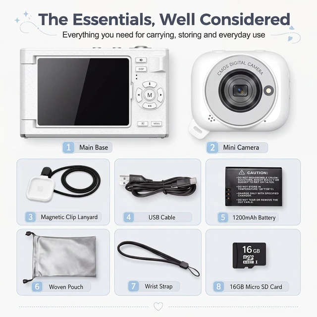 Alt view image 7 of 7 - Digital Camera with WiFi, 2-in-1 Camera with Detachable Mini POV Camera, Vlogging & Travel Camera with Flip Screen for Selfies, Video Recording and Content Creation