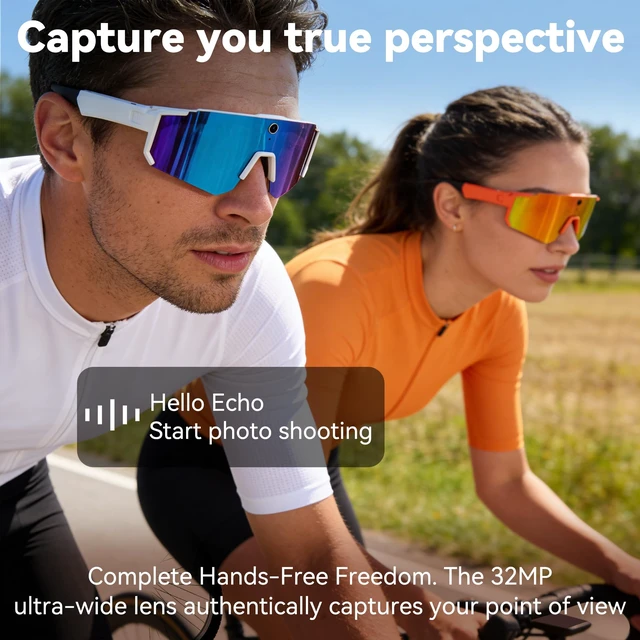 Alt view image 2 of 7 - Pro AI Smart Glasses with 32MP Camera for Cycling & Hiking ChatGPT Voice Assistant, Polarized Sunglasses, DualMic ENC Noise Cancelling, AntiShake, Live Translation, Long Battery Life