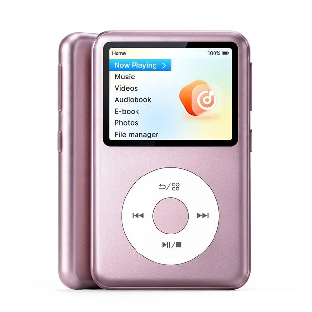 Main image of Y2 Mp3 Player with Bluetooth, Lossless DSD DAC FLAC Support, 8GB Classic Dedicated Music Player with Playlists and FM Radio, Supports up to 2TB Pink