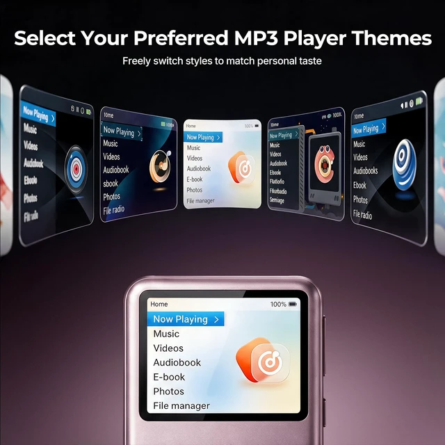 Alt view image 4 of 7 - Y2 Mp3 Player with Bluetooth, Lossless DSD DAC FLAC Support, 8GB Classic Dedicated Music Player with Playlists and FM Radio, Supports up to 2TB Pink