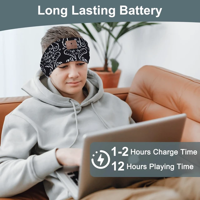 Alt view image 5 of 6 - 2-Pack Upgraded Wireless Bluetooth Headband for Side Sleepers, Running, Travel, Meditation