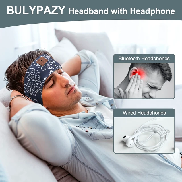Alt view image 3 of 5 - 2-Pack Sleeping Headphones, Upgraded Bluetooth Headband with Ultra-Thin Speakers, Wireless for Side Sleepers, Running, Travel, Meditation
