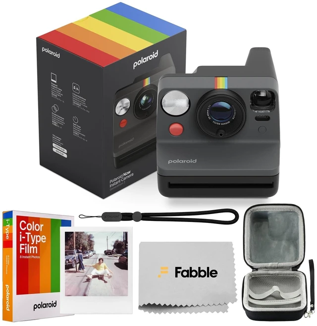 Main image of Now Generation 3 I-Type Instant Camera (Black) Bundle with Color I-Type Film (8 Exposures), Hard Protective Case and Wrist Strap