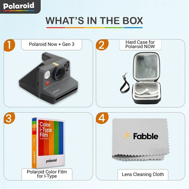 Alt view image 2 of 7 - Now Generation 3 I-Type Instant Camera (Black) Bundle with Color I-Type Film (8 Exposures), Hard Protective Case and Wrist Strap