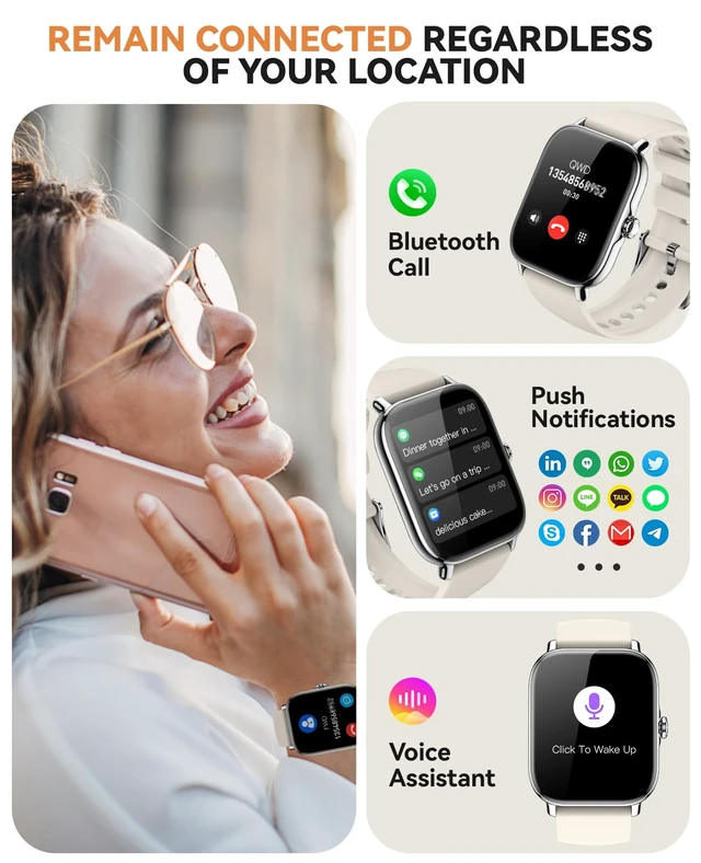 Alt view image 2 of 7 - Smart Watch for Women Men- Answer/Make Call, 2025 IP68 Waterproof Fitness Step Sleep Tracker Watch with Monitor Activity Counter Smartwatch for Andriod iPhone iOS Samsung Compatible
