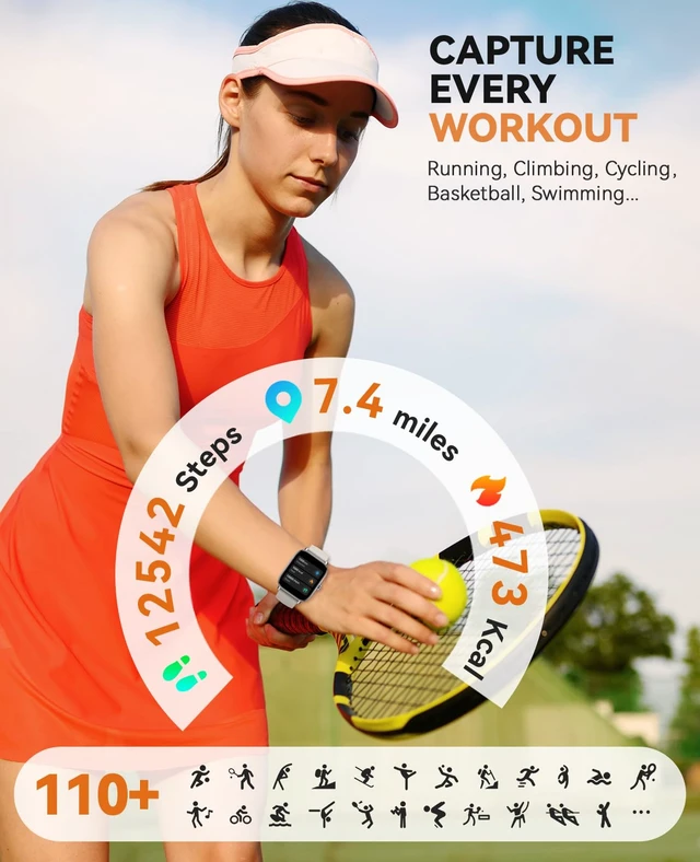 Alt view image 3 of 7 - Smart Watch for Women Men- Answer/Make Call, 2025 IP68 Waterproof Fitness Step Sleep Tracker Watch with Monitor Activity Counter Smartwatch for Andriod iPhone iOS Samsung Compatible