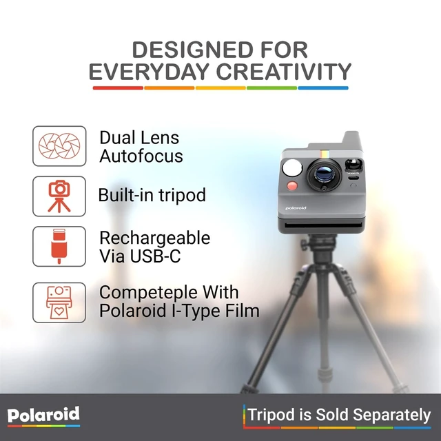 Alt view image 4 of 7 - Now Generation 3 I-Type Instant Camera (Black) Bundle with Color I-Type Film (8 Exposures), Hard Protective Case and Wrist Strap