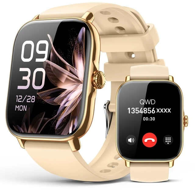 Main image of Smart Watch for Women Men- Answer/Make Call, IP68 Waterproof Fitness Step Tracker Watch with Sleep Monitor/Activity Counter/110+ Sport Mode, Smartwatch for Andriod iPhone Compatible, Gold
