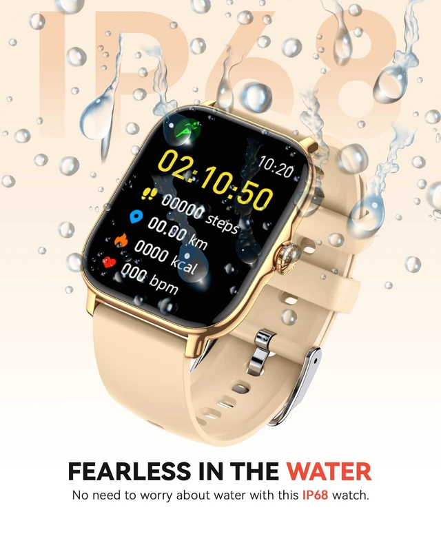 Alt view image 6 of 7 - Smart Watch for Women Men- Answer/Make Call, IP68 Waterproof Fitness Step Tracker Watch with Sleep Monitor/Activity Counter/110+ Sport Mode, Smartwatch for Andriod iPhone Compatible, Gold