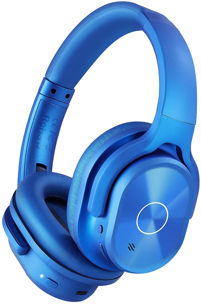 Main image of Active Noise Cancelling Headphones, 40H Playtime Wireless Bluetooth Headset with Deep Bass Hi-Fi Stereo Sound,Over-Ear Headphone,Comfortable Earpads for Travel/Home/Office (Blue)
