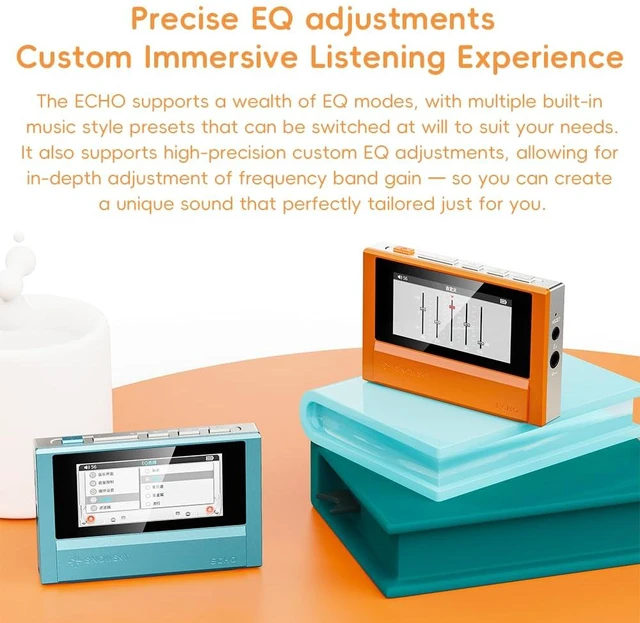 Alt view image 6 of 7 - Echo 4G Hi-Res Digital Audio Player, Dual DAC Bluetooth Music Player, 4.4mm Balanced Output, Color Screen, Portable DAP (Orange 4G)