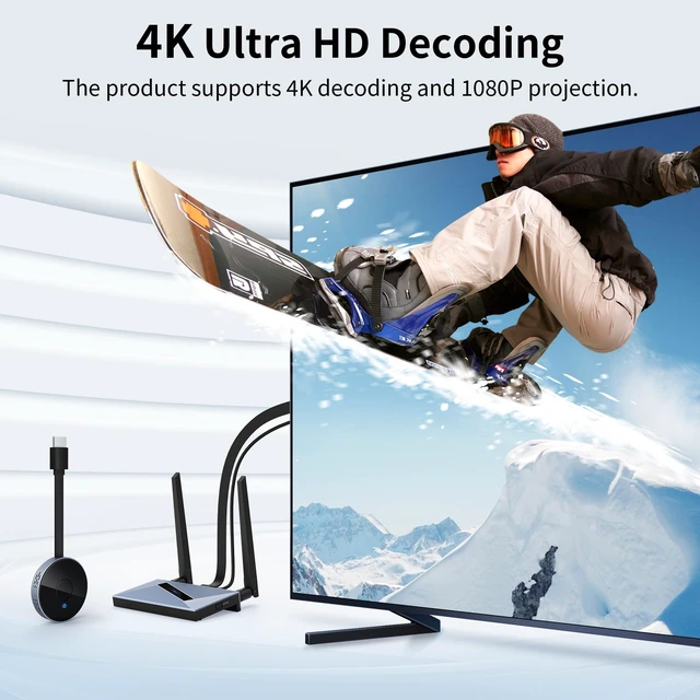 Alt view image 4 of 7 - Wireless HDMI Transmitter and Receiver, True Plug & Play 4K decoding, dualband 2.4/5GHz, stream audio video from laptop PC to monitor, no app needed