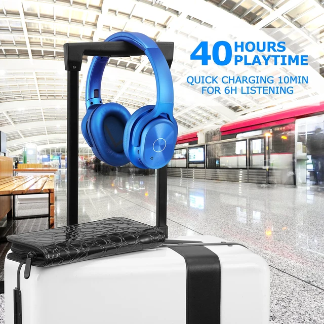 Alt view image 3 of 6 - Active Noise Cancelling Headphones, 40H Playtime Wireless Bluetooth Headset with Deep Bass Hi-Fi Stereo Sound,Over-Ear Headphone,Comfortable Earpads for Travel/Home/Office (Blue)