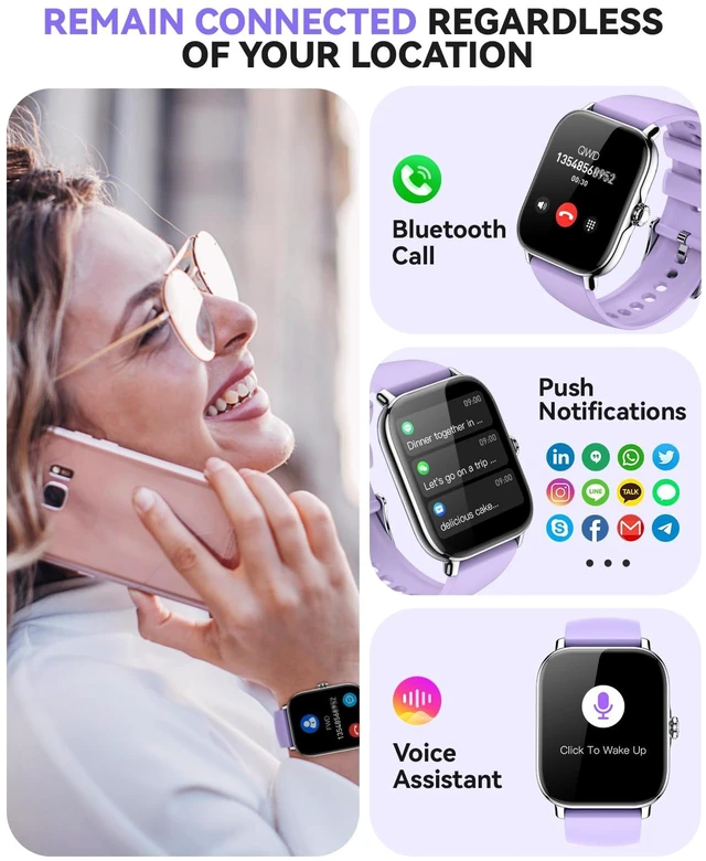 Alt view image 2 of 7 - Smart Watch for Women Men- Answer/Make Call, 2025 IP68 Waterproof Fitness Step Sleep Tracker Watch with Monitor Activity Counter Smartwatch for Andriod iPhone iOS Samsung Compatible