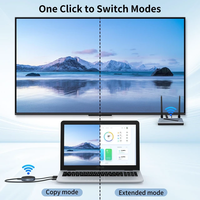 Alt view image 7 of 7 - Wireless HDMI Transmitter and Receiver, True Plug & Play 4K decoding, dualband 2.4/5GHz, stream audio video from laptop PC to monitor, no app needed