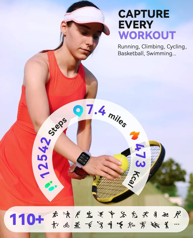 Alt view image 3 of 7 - Smart Watch for Women Men- Answer/Make Call, 2025 IP68 Waterproof Fitness Step Sleep Tracker Watch with Monitor Activity Counter Smartwatch for Andriod iPhone iOS Samsung Compatible