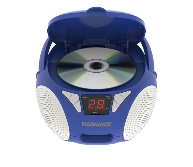 Alt view image 2 of 7 - Portable Top Loading CD Boombox with AM/FM Stereo Radio CD-R/CD-RW Compatible LED Display AUX Port Supported Programmable CD Player (Blue)