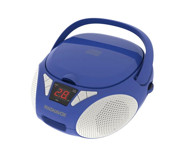 Alt view image 3 of 7 - Portable Top Loading CD Boombox with AM/FM Stereo Radio CD-R/CD-RW Compatible LED Display AUX Port Supported Programmable CD Player (Blue)