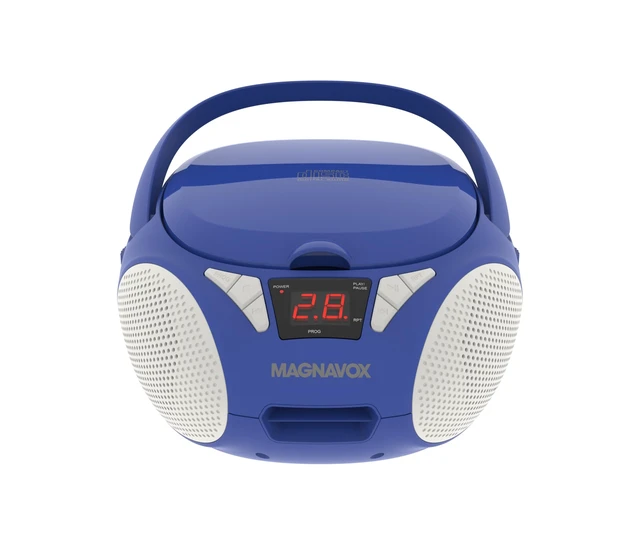 Alt view image 4 of 7 - Portable Top Loading CD Boombox with AM/FM Stereo Radio CD-R/CD-RW Compatible LED Display AUX Port Supported Programmable CD Player (Blue)