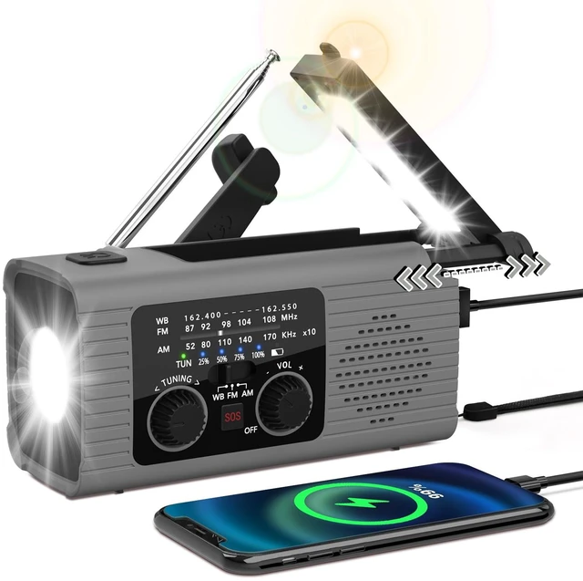 Main image of Emergency Radio 4000mAh NOAA Weather Radio Solar Hand Crank Charging Radios Portable Am Fm Weather Radio with Charger, LED Flashlight, Reading Lamp, SOS Alarm for Indoor Outdoor Emergency