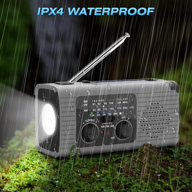 Alt view image 7 of 7 - Emergency Radio 4000mAh NOAA Weather Radio Solar Hand Crank Charging Radios Portable Am Fm Weather Radio with Charger, LED Flashlight, Reading Lamp, SOS Alarm for Indoor Outdoor Emergency