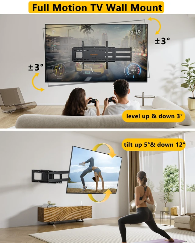 Alt view image 7 of 7 - 48" Extension Long Arm Full Motion TV Wall Mount 37-85 TV by Extra Heavy Duty TV Wall Mount for 70,75,77,80,85'' Screens, Max VESA 600x400mm, Hold 110 lbs, 16''-24'' Wood Studs