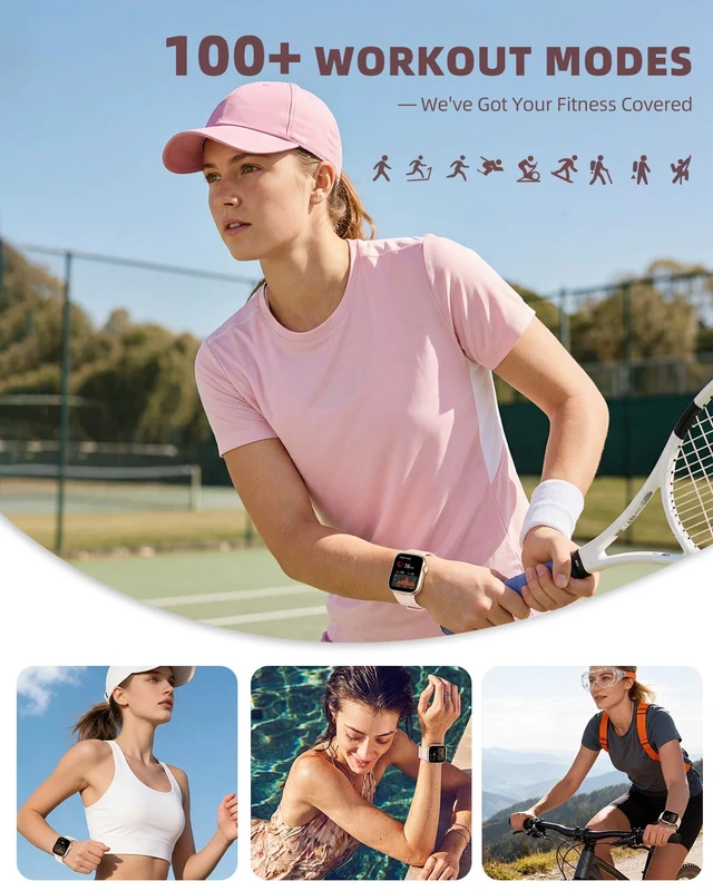 Alt view image 7 of 7 - Smart Watch for Women Men, Fitness and Sleep Trackers with 1.83" HD Touchscreen, Bluetooth Calling Smartwatch for Android/iOS, IP67 Waterproof Multi-Sport Modes Pedometer, Blush Pink