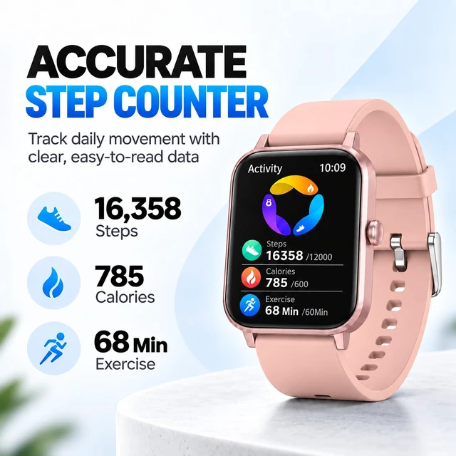 Alt view image 2 of 7 - Smart Watch for Women Fitness Tracker Watch for Android/iOS Phones, Activity Trackers and Smartwatches with Heart Rate/Sleep Monitor, Step Counter, Waterproof Smart Watches