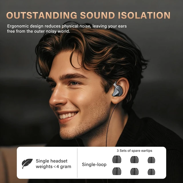 Alt view image 2 of 7 - in Ear Monitors Earphones Wired IEM Headphones Without Microphone,1DD+1BA HiFi Bass,4N OFC Detachable Cable,Noise Isolating Earbuds for Musicians,Singers,Studio,Gaming,Stage Monitors,DJ,PC,PS5