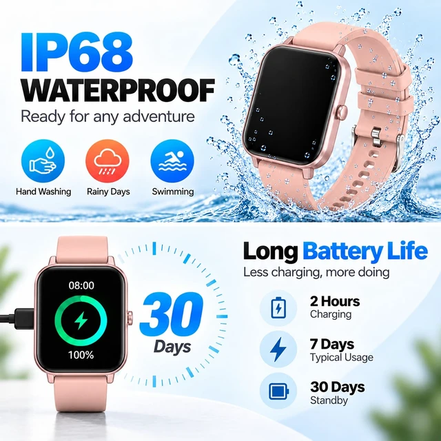 Alt view image 7 of 7 - Smart Watch for Women Fitness Tracker Watch for Android/iOS Phones, Activity Trackers and Smartwatches with Heart Rate/Sleep Monitor, Step Counter, Waterproof Smart Watches