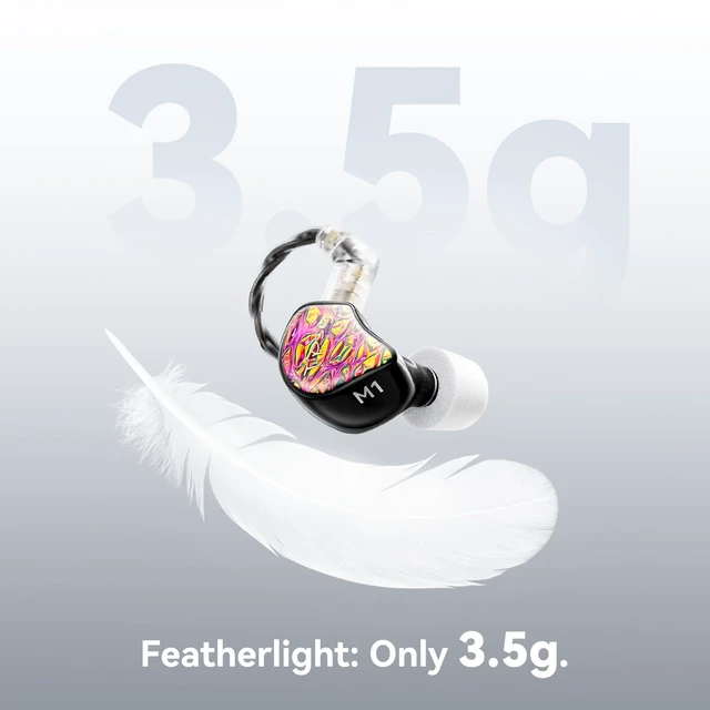 Alt view image 7 of 7 - Tipsy M1 IEM, Bamboo Fiber Diaphragm in-Ear Monitor, Warm, Lively Bass & Vocals, 36dB Noise Isolation, Resin Shell, Detachable 0.78mm 2Pin Cable (No Mic, Red)