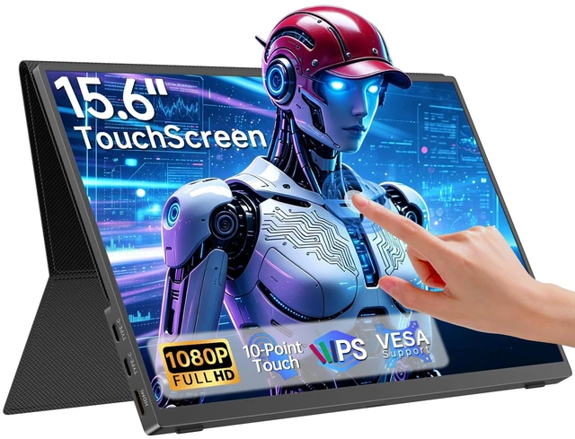 Main image of 15.6 Portable Monitor Touchscreen FHD Laptop Screen Extender for Laptop USBC Monitor, Portable Monitor for Laptop,122Hz 1080P IPS,Capacitive Touch,HDR,100% sRGB,Adjustable DC Stand,for Mac,Phone