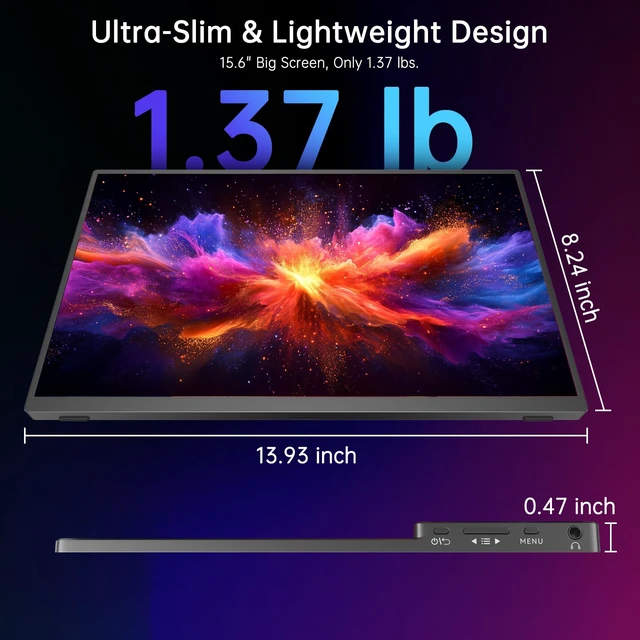 Alt view image 6 of 7 - 15.6 Portable Monitor Touchscreen FHD Laptop Screen Extender for Laptop USBC Monitor, Portable Monitor for Laptop,122Hz 1080P IPS,Capacitive Touch,HDR,100% sRGB,Adjustable DC Stand,for Mac,Phone