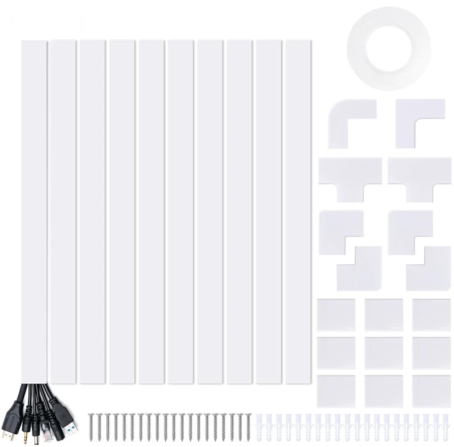 Main image of 157in Cord Hider Kit, Cord Covers 8 X L15.7 W1.18 H0.6in, White, White for Wires on Wall, Cable Hider Cord Organizer, Wire Hiders for TV on Wall, Cord Concealer, Cable Cover Wall Wire Management