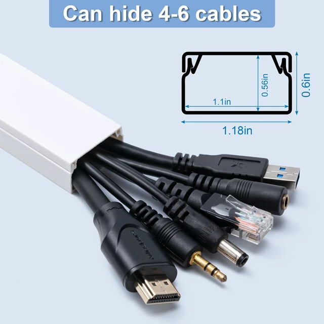 Alt view image 3 of 7 - 126in Cord Hider Kit, Cord Covers 8X L15.7 W1.18 H0.6in, White for Wires on Wall, Cable Hider Cord Organizer, Wire Hiders for TV on Wall, Cord Concealer, Cable Cover Wall Wire Management
