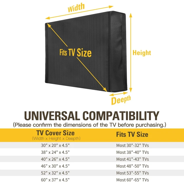 Alt view image 2 of 7 - Outdoor TV Cover for 48" to 50" TV with Fully Bottom Cover, Waterproof & Weatherproof TVs Screen Protector for Outside TVs with Scratch Resistant Interior & Remote Control Pocket