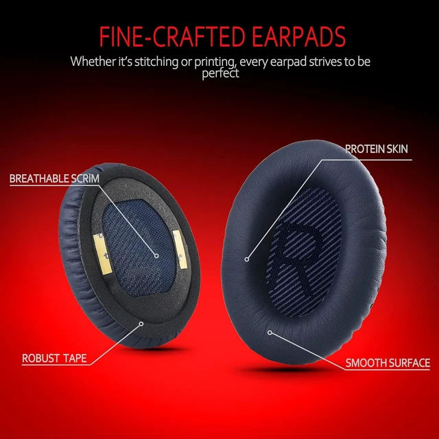 Alt view image 2 of 7 - Premium Ear Pad Replacement for Bose Headphones Earpads, Compatible with Bose QuietComfort 35 ii /QC35 /QC25 /QC2 /QC15 /Ae2 /Ae2i /Ae2w /SoundTrue & SoundLink, by Midnight Blue