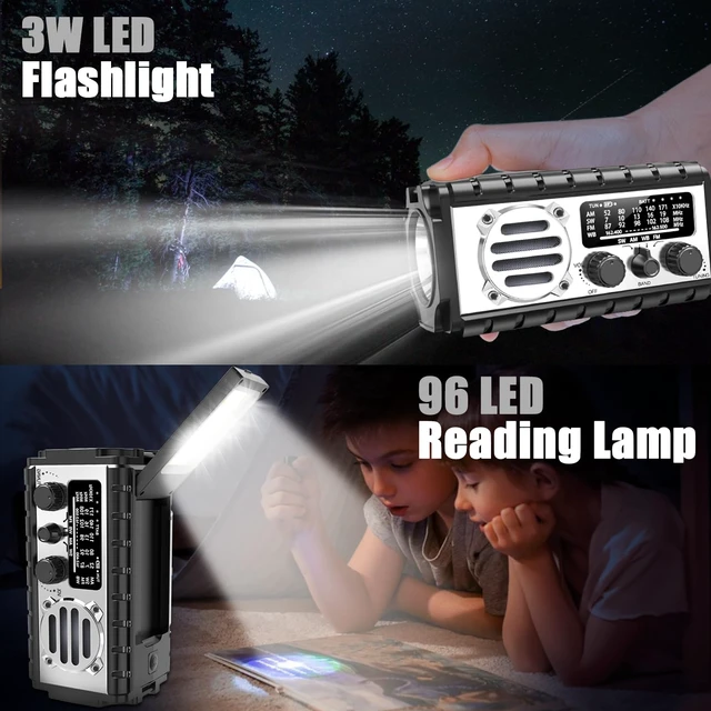 Alt view image 4 of 7 - Solar Hand Crank Emergency Radio, 20000mAh AM FM NOAA Weather Radio Clear radio reception, builtin LED flashlight & reading light, phone charging and SOS distress signal for emergencies