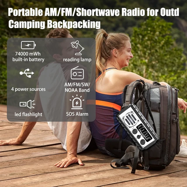 Alt view image 6 of 7 - Solar Hand Crank Emergency Radio, 20000mAh AM FM NOAA Weather Radio Clear radio reception, builtin LED flashlight & reading light, phone charging and SOS distress signal for emergencies