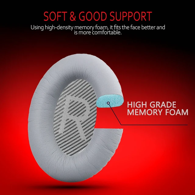 Alt view image 4 of 7 - Premium Ear Pad Replacement for Bose Headphones Earpads, Compatible with Bose QuietComfort 35 ii /QC35 /QC25 /QC2 /QC15 /Ae2 /Ae2i /Ae2w /SoundTrue & SoundLink Silver