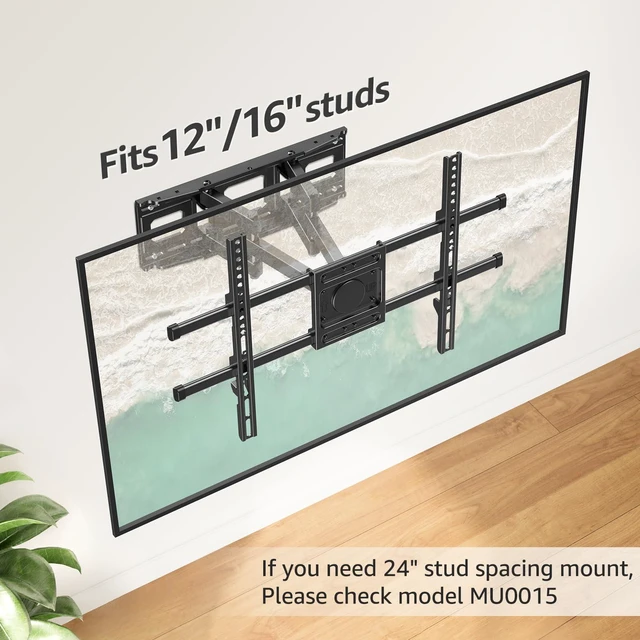 Alt view image 7 of 7 - Full Motion TV Wall Mount for Most 40-85 inch Flat TVs up to 110 lbs, Wall Mount Bracket with Dual Articulating Arms, Tilt, Level, Swivel, TV Mount Fits 12/16" Wood Stud, Max VESA 600x400mm