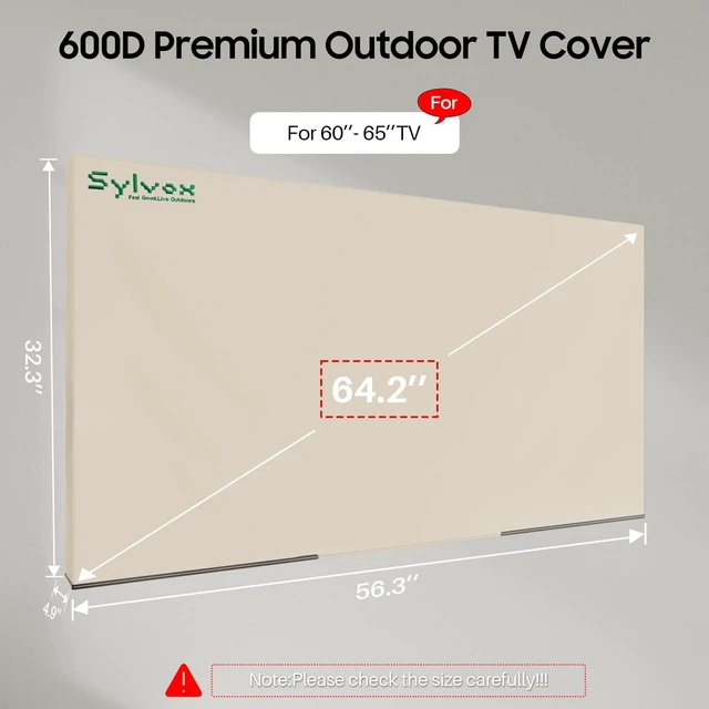 Alt view image 2 of 7 - Outdoor TV Cover, 600D TV Cover for 60 to 65 inches TV, Waterproof, Weatherproof and Dust-Proof TV Screen Cover with Remote Control Pocket, Perfect for outdoor TV protection, Khaki