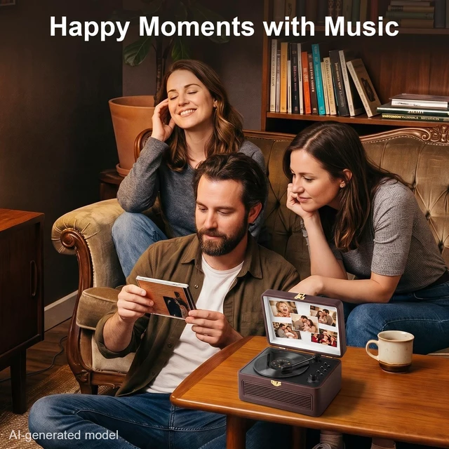 Alt view image 7 of 7 - Portable CD Player with Bluetooth 5.4, 3600mAh Rechargeable Battery Hi-Fi speakers,FM Radio, Leather retro suitcase style,Vintage CD Music Kpop Player,gift idea for music lovers,home decor