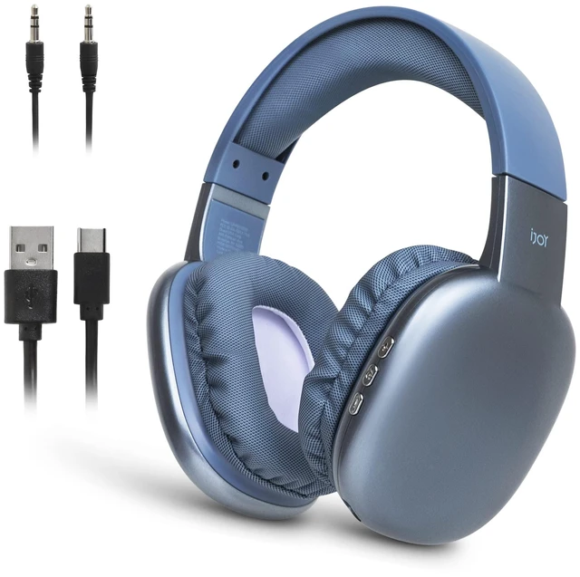 Main image of Ultra Wireless Over-Ear Bluetooth Headphones with Mic, Bluetooth Headset with Backup Wire & SD Slot, Wireless Headphones for Work, School & Gym (Blue)