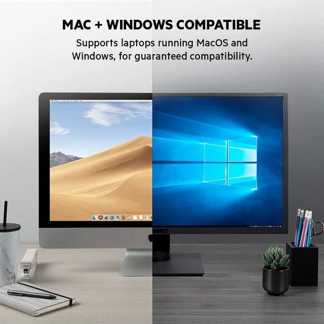 Alt view image 3 of 7 - Thunderbolt 3 Docking Station + TB Cable 0.8M dual 4K display, USB-C dock, MacBook, laptop expansion, ethernet, USB-A ports, home office