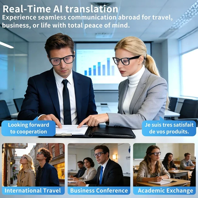 Alt view image 4 of 7 - Camera Glasses AI Smart Glasses with Camera and Bluetooth 1080p Video Glasses Outdoor Video Recording 4K HD Outdoor AI Glasses for Men Women Driving Travel Hiking
